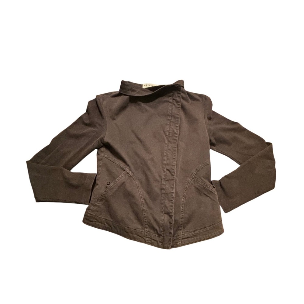 Anthropologie Marrakech Black Layered Jacket XS Asymmetric Full Zip Utility Moto